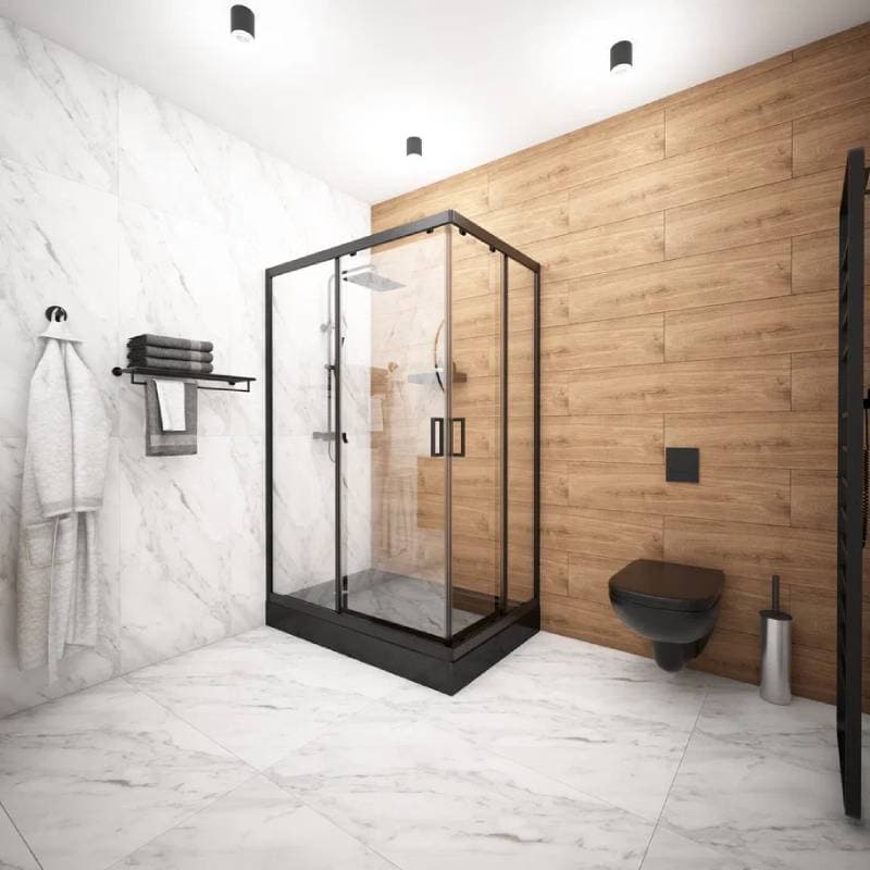 Уголок душевой Square 120х80х175 стекло прозр. 4мм, черн. профиль MELODIA