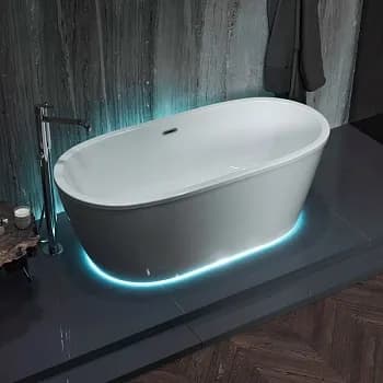 Ванна акриловая TONDO 174х80 с подсветкой (рама, сифон, панель в комплекте) Aima