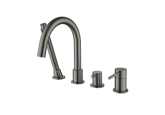 Смеситель на борт ванны на 4 отв. AQUATEK, оружейная сталь AQ1348BGM Европа