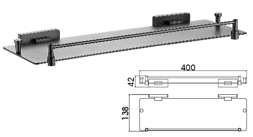Металлическая полка для полотенец, графит 
