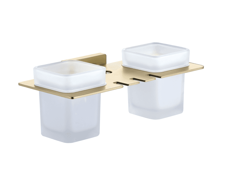 Двойной подстаканник, матовое золото 